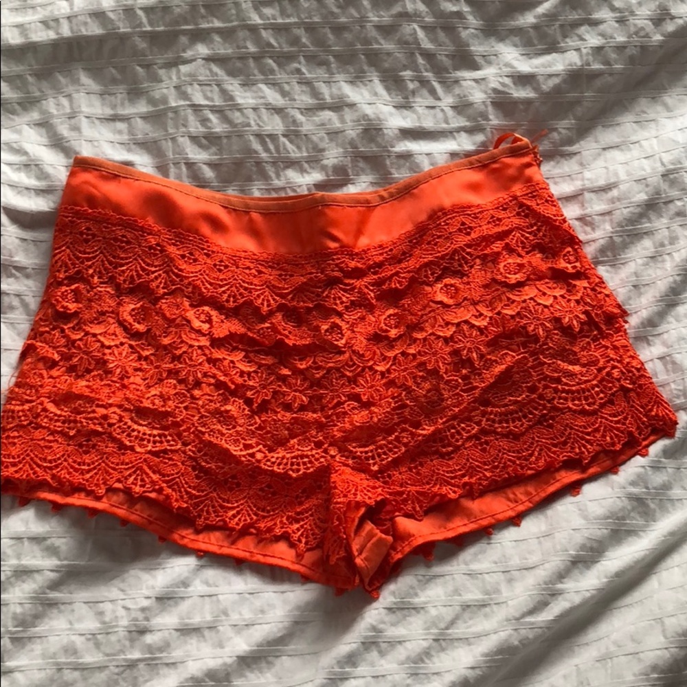 Brand new orange lace shorts